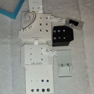 Sterling Silver and Cubic Zirconia Earrings Lot